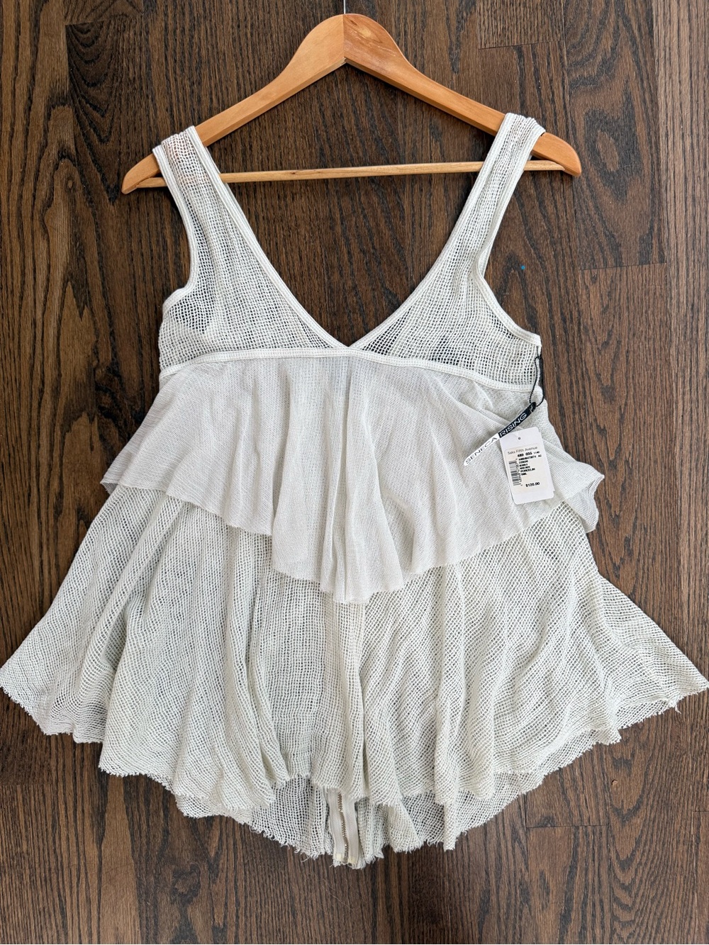 Seneca Rising Cream Layered Mesh Peplum Tank